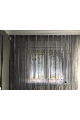 İp Model Gri Çift Renk İp Perde 180 Cm En 280 Cm Boy 2 Mm Şeritler Halinde Hazır İp Perde Gri Çift