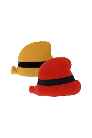 Araç İçi Nakışlı Darwin Pelüş Emoji Yastık Kırmızı - Sarı 17 x 24 CM