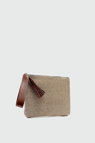 Shule Bags Juno Püskül Detaylı Hasır Clutch Çanta Taba Taba