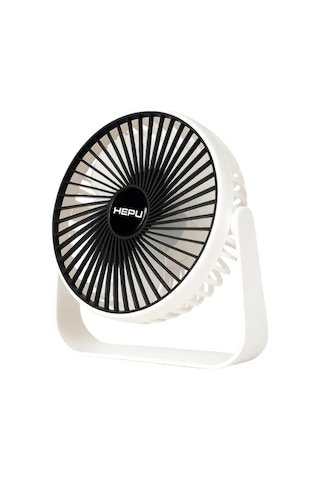 HEPU HP-F02 USB Şarjlı Sessiz Masaüstü Mini Fan – 360° Dönebilen Gövde 3 Kademeli