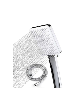 Ximistore9 El Tipi 6 Fonksiyonlu Şekilli Artırılmış Duş Şprayı Seti: Şpray + Flex Kablosu + Tutucu Beyaz