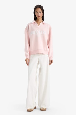 Defacto Relax Fit Polo Yaka Baskılı Kalın Sweatshirt G6412ax25wnpn364 Pembe-pn364