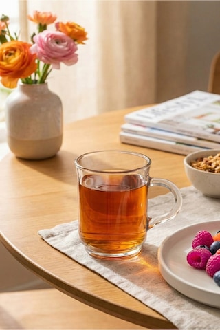 Lav Ada Cam Kupa 6 Kişilik 250 ml Kulplu (Kahve/Çay Bardağı)