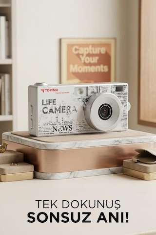 Torima Life Dijital Kamera Selfie Video Vlog Kamerası Mini Fotoğraf Makinesi CMR47 Gri