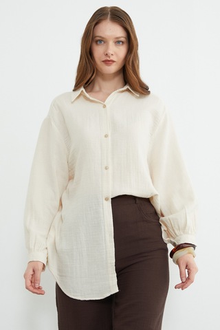 Fullamoda Basic Oversize Gömlek Bej