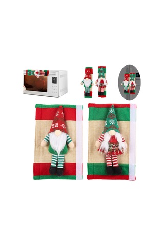 Festival Buzdolabı Kapı Tutucu Kapak - Noel Temalı Sap Koruyucu Kol Çok Renkli