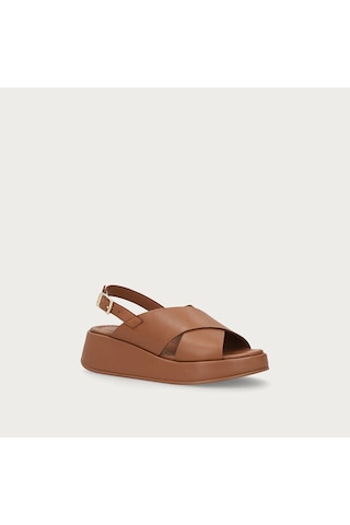 Mou Sandalet Kadın 04m4 Frau Leather Platform Sandals Bej