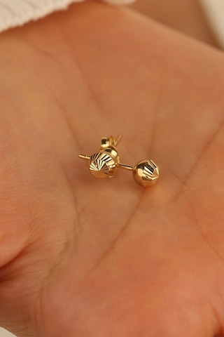 14 Ayar 3mm Kalemli Top Altın Küpe