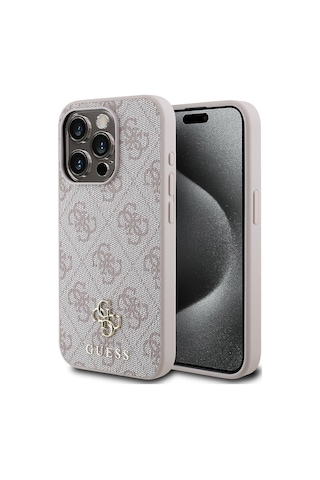 Apple Uyumlu iPhone 15 Pro Kılıf Guess Lisanslı Magsafe Şarj Özellikli Small 4g Classic Pembe