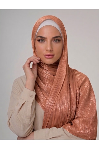 İpek Dükkanı Organza Shımmer Abiye Üzeri Parlak Şal Bakır
