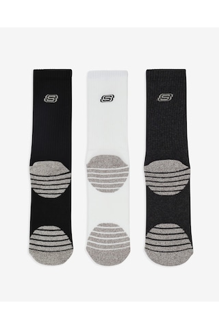 Skechers 3'lü Unisex Yarım Taban Destekli Crew Çorap Unisex Beyaz Çok Renkli Çorap S119439-110