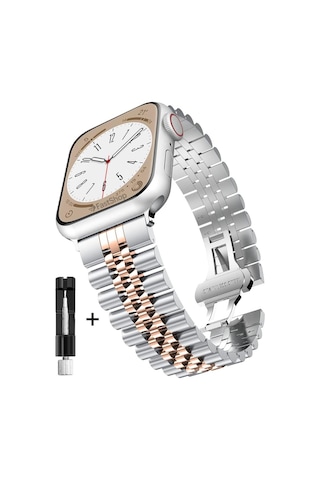 Apple Watch Seri 2 3 4 5 6 7 8 Se Ultra Uyumlu 38 40 41 Mm Uyumlu Paslanmaz Çelik Rolex Saat Kordonu