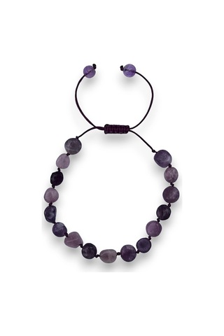 Lepidolit Taşı Bileklik Makrome Ayarlı 645-3 Mor