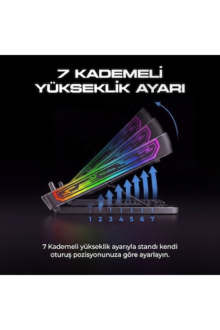 Dossimo Nitrocool Rgb Işıklı Lcd Göstergeli Yükselebilen Notebook Soğutucu S25