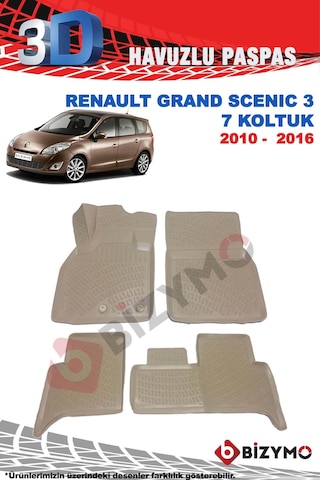 Renault Grand Scenic 3 7 Koltuk 2010-2016 3D Bej Paspas Takımı