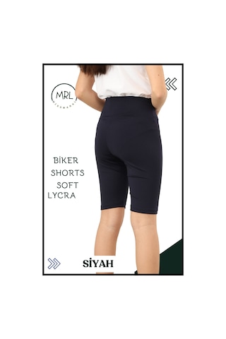 Siyah Biker Girls Şort Yüksek Bel İç Göstermez Esnek Yumuşak Likralı Soft Biker Basics Elt4070 Siyah