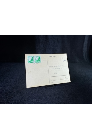 Almanya Nazi Reich Dönemi Posta Kartı Airmail Luftpost 5 Pfennig Gamma Haç Kartal Pullu Uçak Postası Avusturya'ya Postalanmış  Teşhir Ürün