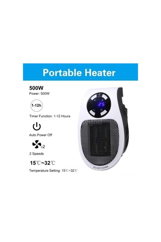 Qingmipy Beyaz Ev Ofis Masaüstü Sıcaklık Ayarlı 2 Vitesli 1-12 Saat Timerli Kumandalı Enerji Tasarruflu Sigorta Üstü Heater Avrupa Standartı