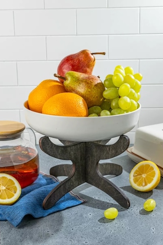 H&t Wood Sıcak Yemekler İçin Ayaklı Servis Tabağı Altında 1 Adet 257576293 Koyu Kahverengi