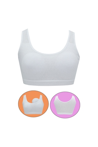 Kadın Geniş Askılı Büyük Beden Büstiyer Sporcu Pedli Sütyen Penye