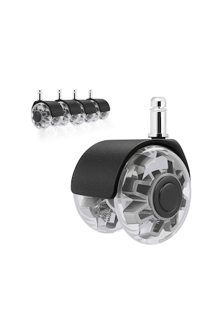S-wheels Titan Oyuncu Koltuğu Tekeri 50mm Ofis Koltuk Tekeri Ultra Sessiz Sandalye Tekeri Beyaz - Siyah