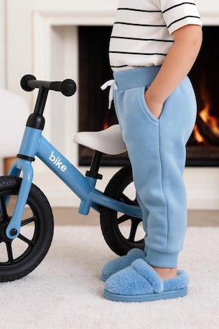 % 100 Pamuk Bebe+çocuk Cepli Alt Eşofman Kaşkorse Kumaştan Yumuşak Dokulu 9-36 Ay Mavi