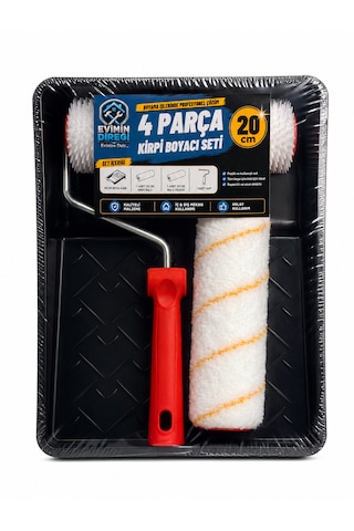 4 Parça Kirpi Boyacı Seti 20 Cm Rulo Boya Küveti Saplı