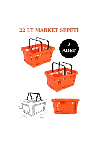 2 Adet 22 Litre Market Sepeti, Alışveriş Sepeti, Market Sepeti T