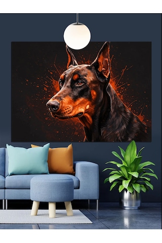 Doberman Köpek Cesur Duruş Dekoratif Kanvas - Mdf Ahşap Tablo