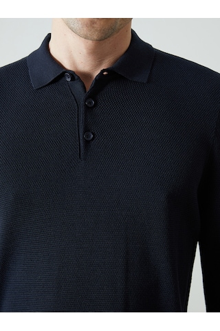 Lcwaıkıkı Classic Lacivert Polo Yaka Uzun Kollu Erkek Triko Kazak