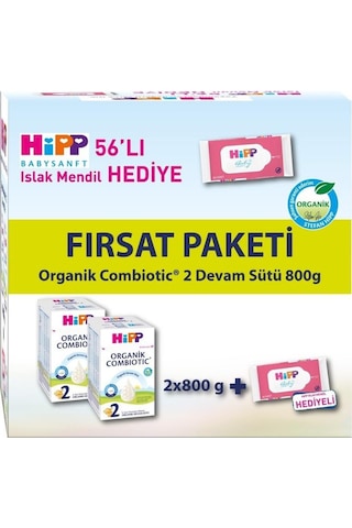 Hipp 2 Organik Bebek Sütü Combiotic 800 Gr x 2 Adet Avantaj Paket + Islak Mendil