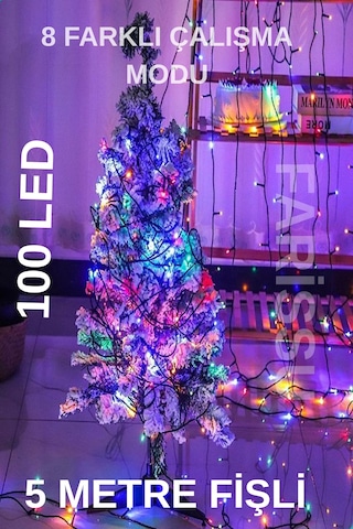 100 Led'li Renkli Dekoratif Işık Kırmızı, Yeşil, Sarı, Mavi 8 Modlu Yılbaşı Ve Süsleme Işığı 5 Metre Renkli
