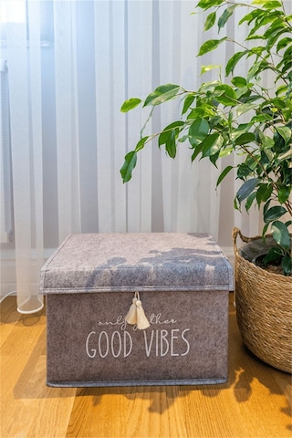 Keçe Kapaklı Mini Saklama Kutusu Gri, 35 X 24 X 24 Cm, 20 Litre Desenli