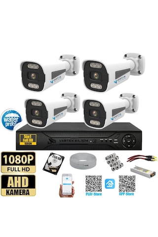 4 Kameralı-gece Renkli 5mp Lensli 1080p Fullhd Kamera Seti -tak Ç
