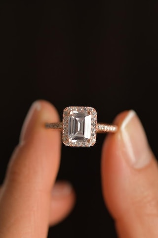 925 Ayar Zirkon Taşlı Rose Ayarlanabilir Baget Gümüş Yüzük 10-20