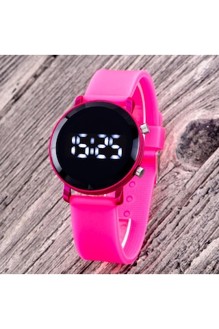 Fuşya Renk Kız Çocuk Saati Led Watch Hediye Bileklik Kol Saat ST-304313