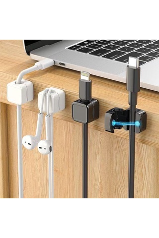 Gajeena Siyah Manyetik Kabloluk Düzenleyici - Masaüstü Araç İçin Otomatik Yapışkan, Kolay Kullanım, Dayanıklı Malzeme 1 Adet