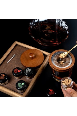 Honeybeeshop 1 Takım 5 Lezzet Ahşap Çip Isıtıcı Duman Kit Viski Şarap Ve Et İçin Erkek Hediyesi