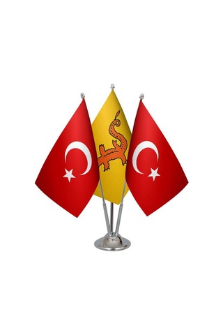 Masa Üstü Hun İmparatorluğu Bayrağı Türk Bayrağı Üçlü Pirinç Dire