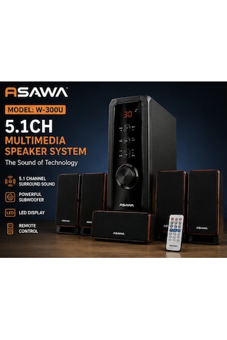 Asawa W-300u 5.1ch Multimedia Ses Sistemi Subwoofer Ev Sinema Sistemi