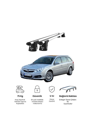 Trio-ıı Opel Vectra Kombi 2003-2008 Uyumlu Kilitli Ara Atkı 120cm Port Bagaj Tavan Barı