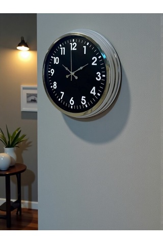 Modern 40 Cm Metal Krom Standart Duvar Saati