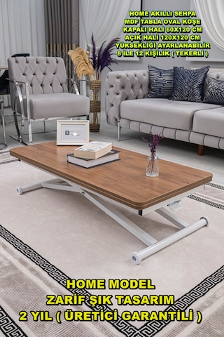 Home Üst Tabla Mdf Ceviz Oval Köşe Alt Beyaz
