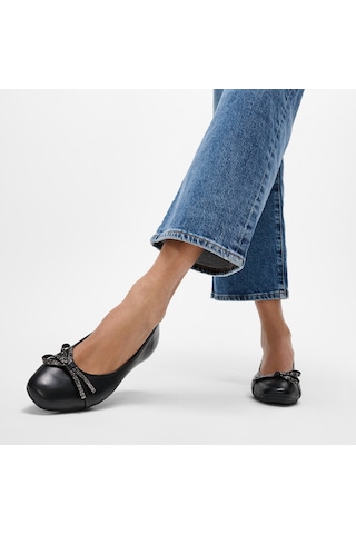001 Black Babet Kadın E3e-001 Fitflop Delıcato Glıtz-bow Leather Ballet Black Siyah
