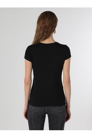 Colins Regular Fit Yuvarlak Yaka Baskılı Kadın Siyah Kısa Kol Tişört Cl1063444 Q1.v1 Blk SIYAH