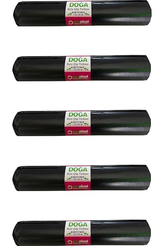 Doğa 240 L Siyah Hantal Konteyner Çöp Torbası 700 G 5 x 10'lu 120 x 150 CM