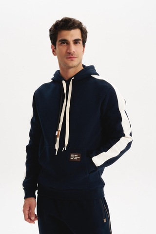 AR-MA Arma Erkek Kapüşonlu Sweatshirt Regular Fit, 3 İplik Şardonlu, Kanguru Cepli, Basic Örme K30254629002 Lacivert