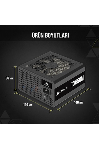 Corsair TX650M 2021 650 W 80+ Gold Yarı Modüler Güç Kaynağı