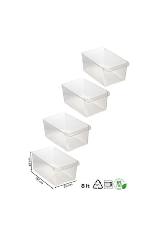 Porsima 3185 4lü 8 Litre Dolap Içi Ve Buzdolabı Içi Düzenleyici Banyo Mutfak Organizeri 20x32x7 Cm Şeffaf