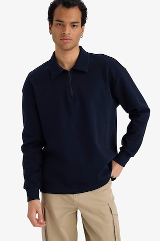 Defacto Boxy Fit Polo Yaka Yarım Fermuarlı Pike Sweatshirt G6471ax25wnnv253 Lacivert-nv253